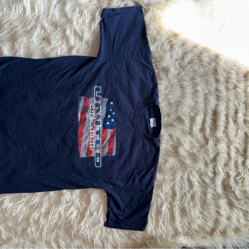 Navy Graphic T-Shirt with American Flag and 'UNITED' Print